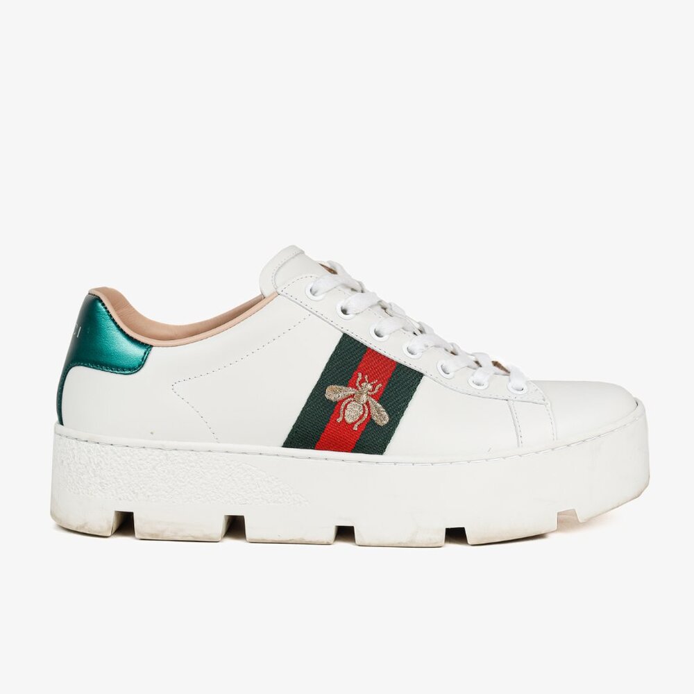 Gucci Ace White Leather Platform Sneakers